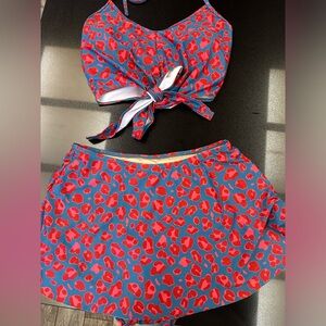 Kortni Jeane two piece set. Neon pink and blue leopard print worn once